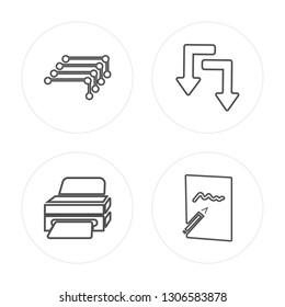 4 line  , Printer,  Edit modern icons on round shapes,  , Printer,  Edit vector illustration, trendy linear icon set.