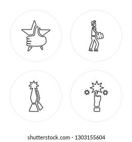 4 line Rating, Award, Work, Rate modern icons on round shapes, Rating, Award, Work, Rate vector illustration, trendy linear icon set.