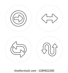 4 line Right Circling Arrow, Shuffle Arrows modern icons on round shapes, Right Circling Arrow, Shuffle Arrows, vector illustration, trendy linear icon set.