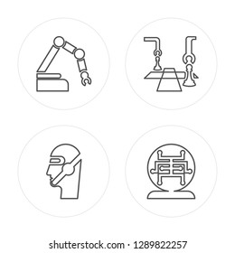 4 line Robot, Robot, Chess, Ball modern icons on round shapes, Robot, Robot, Chess, Ball vector illustration, trendy linear icon set.