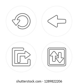 4 line Rotate, Extract, Left arrow, Transfer modern icons on round shapes, Rotate, Extract, Left arrow, Transfer vector illustration, trendy linear icon set.