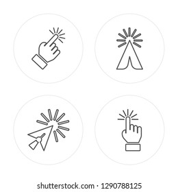 4 line Select, Click, Click, Select modern icons on round shapes, Select, Click, Click, Select vector illustration, trendy linear icon set.