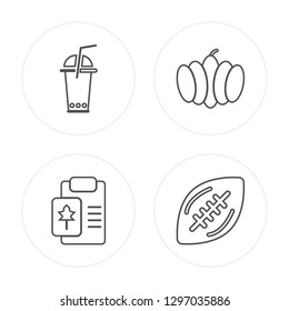4 line Soda, Letter, Pumpkin, American football modern icons on round shapes, Soda, Letter, Pumpkin, American football vector illustration, trendy linear icon set.