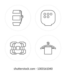 4 line Spool, Frame, Arras, Hanger modern icons on round shapes, Spool, Frame, Arras, Hanger vector illustration, trendy linear icon set.