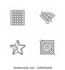 4 line Square Grid, Half Star Full modern icons on round shapes, Square Grid, Half Star Full, vector illustration, trendy linear icon set.