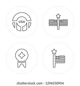 4 line Sticker, Badge, Flags, United states modern icons on round shapes, Sticker, Badge, Flags, United states vector illustration, trendy linear icon set.