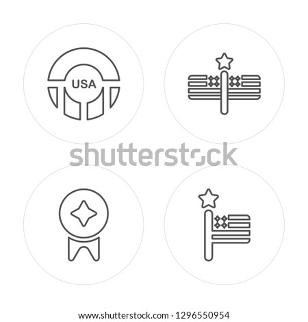 4 line Sticker, Badge, Flags, United states modern icons on round shapes, Sticker, Badge, Flags, United states vector illustration, trendy linear icon set.