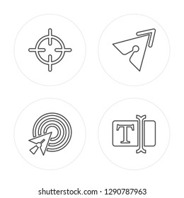4 line Target, Cursor, Cursor, Text modern icons on round shapes, Target, Cursor, Cursor, Text vector illustration, trendy linear icon set.