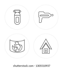 4 line Teleportation, Augmented reality, Blaster, Smart house modern icons on round shapes, Teleportation, Augmented reality, Blaster, Smart house vector illustration, trendy linear icon set.