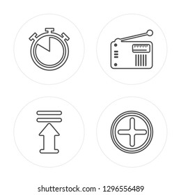 4 line Time Almost Full, Upload Arrow with Bar modern icons on round shapes, Time Almost Full, Upload Arrow with Bar, vector illustration, trendy linear icon set.