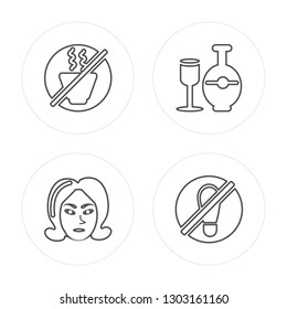 4 line Trash, Pharmacy, Traffic, Pedestrian modern icons on round shapes, Trash, Pharmacy, Traffic, Pedestrian vector illustration, trendy linear icon set.