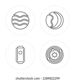 4 line Uranus with Satellite, Space capsule modern icons on round shapes, Uranus with Satellite, Space capsule, vector illustration, trendy linear icon set.