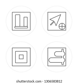 4 line Vertical alignment, Square, Cursor, Right alignment modern icons on round shapes, Vertical alignment, Square, Cursor, Right alignment vector illustration, trendy linear icon set.