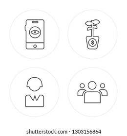 4 line Visualization, User, Growth, Networking modern icons on round shapes, Visualization, User, Growth, Networking vector illustration, trendy linear icon set.