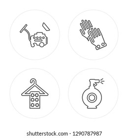 4 line Wiping vacuum tool, Wiping towel on a hanger modern icons on round shapes, Wiping vacuum tool, Wiping towel on a hanger, vector illustration, trendy linear icon set.