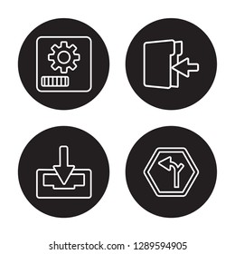 4 linear vector icon set : Items, Inbox, Insert, Horizontal alignment isolated on black background, Items, Inbox, Insert, Horizontal alignment outline icons