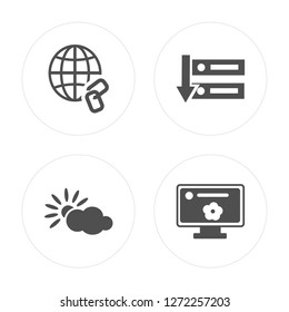 4 Link, Cloud, Backup, Cookies modern icons on round shapes, vector illustration, eps10, trendy icon set.