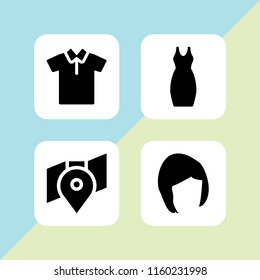 4 lips icons in vector set. pin, wig and style illustration for web and graphic design