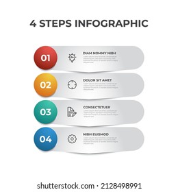 4 Listendiagramm, vertikale Zeile des Schrittlayouts mit Anzahl von Sequenz und Symbolen, Vorlage für Infografiken