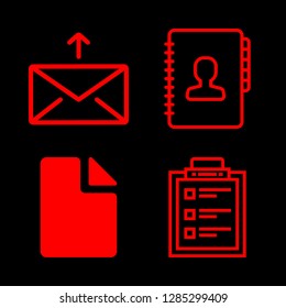 4 list icons with address book and mail in this set