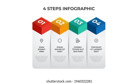 4 list of steps, column layout table diagram with number sequence, infographic element template vector
