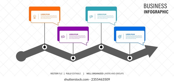 4 list of steps, layout diagram with number of sequence, circular infographic element template
