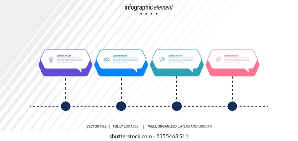 4 list of steps, layout diagram with number of sequence, circular infographic element template
