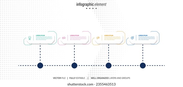 4 list of steps, layout diagram with number of sequence, circular infographic element template

