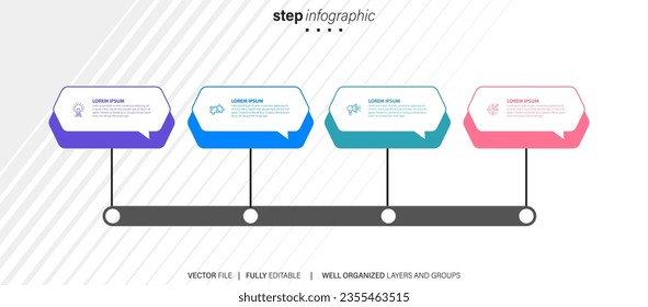 4 Stufenliste, Layoutbild mit Anzahl der Sequenzen, zirkuläre Infografik-Elementvorlage
