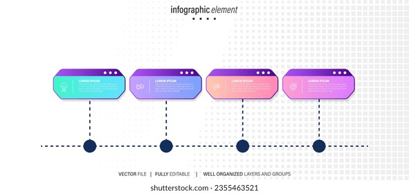 4 list of steps, layout diagram with number of sequence, circular infographic element template
