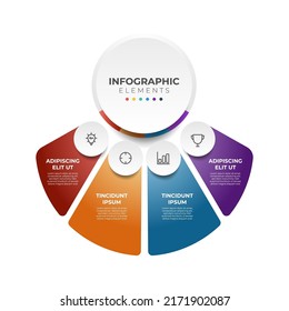 4 lista de pasos o diagrama de diseño de secuencia, plantilla vectorial de elemento infográfico