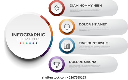 4 list of steps, vertical sequence layout diagram, infographic element template