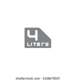 4 Liters l sign (l-mark) estimated volumes milliliters (ml) Vector symbol packaging, labels used for prepacked foods, drinks different liters and milliliters. 4 litre vol single icon isolated on white