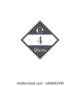 4 Liters l sign (l-mark) estimated volumes milliliters (ml) Vector symbol packaging, labels used for prepacked foods, drinks different liters and milliliters. 4 litre vol single icon isolated on white