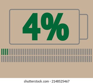 4% load. Charging battery icon. vector illustration