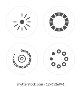 4 Loading, Loading modern icons on round shapes, vector illustration, eps10, trendy icon set.