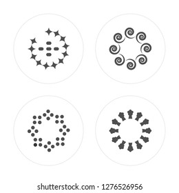 4 Loading, Loading modern icons on round shapes, vector illustration, eps10, trendy icon set.