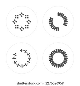 4 Loading, Loading modern icons on round shapes, vector illustration, eps10, trendy icon set.