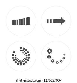 4 Loading, Loading modern icons on round shapes, vector illustration, eps10, trendy icon set.