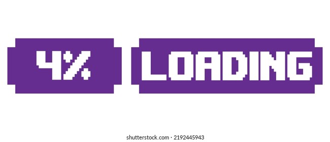 4% Carga de la etiqueta de signo del contador de la ilustración de la ilustración del vector con fuente fantástica y color blanco púrpura