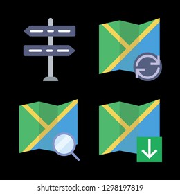 4 location icons with map and direction in this set
