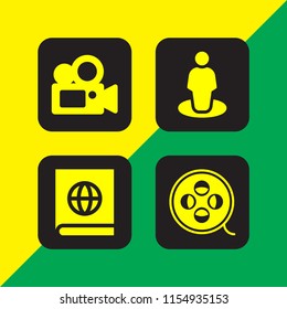 4 location icons in vector set. film, gps and map illustration for web and graphic design