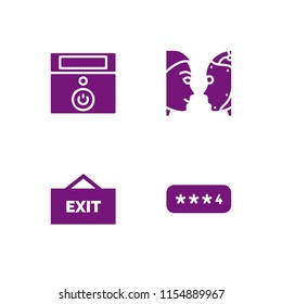 4 login icons in vector set. turing test, logout and password illustration for web and graphic design