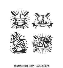 4 logo baseball varsity black white vector
