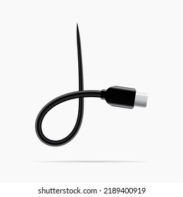 4 logotipo hecho por cable de tipo c. Fuente aislada de vectores para diseño digital, plantilla, logotipo de aplicación, etc.