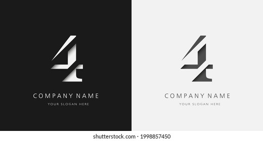 4 logo modern broken design serif number