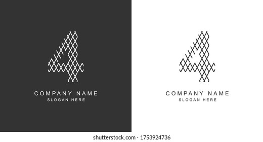 4 logotipo. Icono de número "4" moderno. Ilustración vectorial.