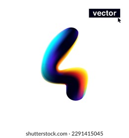 4 logo. Number four with neon glitch. Multicolor gradient sign with double exposure and illusion effect. Glowing color shift vector icon. Perfect for your vibrant heading, game screens, Sale banner.