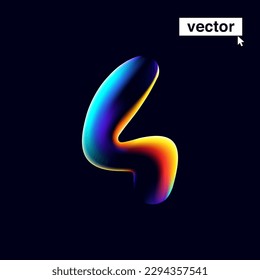 4 logo. Number four with neon glitch. Multicolor gradient sign with double exposure and illusion effect. Glowing color shift vector icon. Perfect for your vibrant heading, game screens, Sale banner.