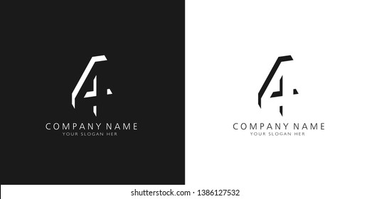 4 logo numbers modern black and white design	